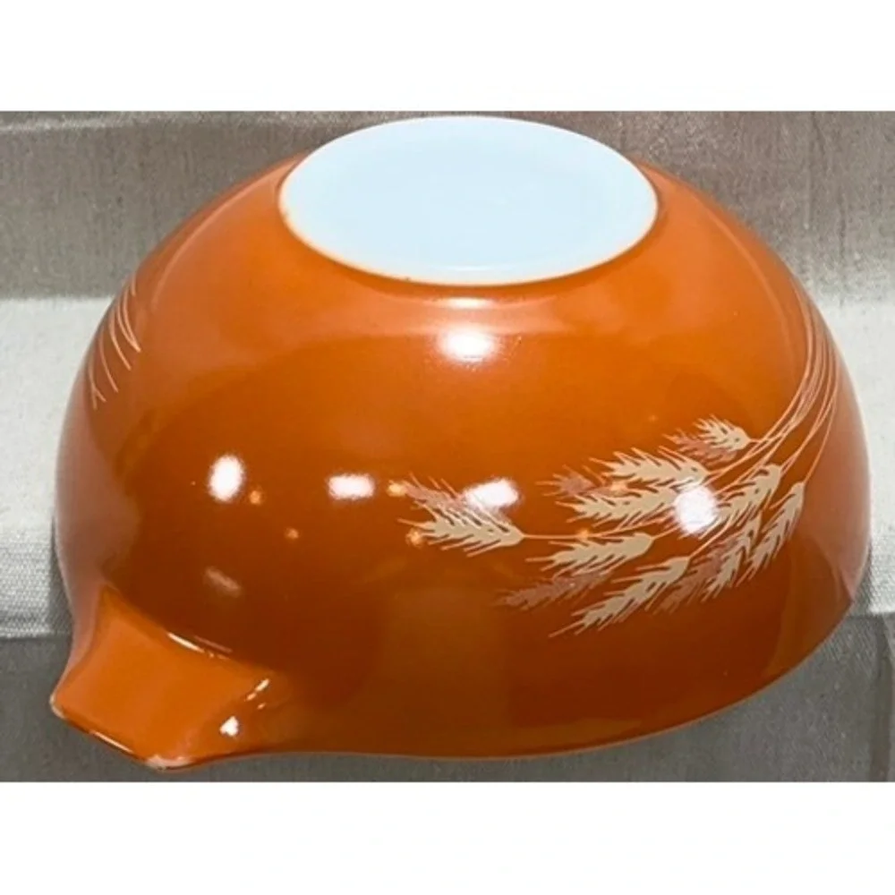 Vintage Pyrex Autumn Harvest Orange Wheat Cinderella Mixing Bowl 2.5 Qt 443